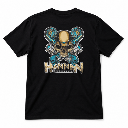 Hannen Performance Yellow Skull T-shirt — back view on white