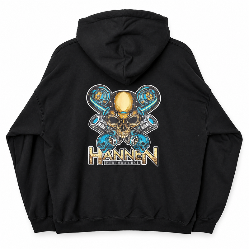 Hannen Performance Yellow Skull Hoodie — original back design on white
